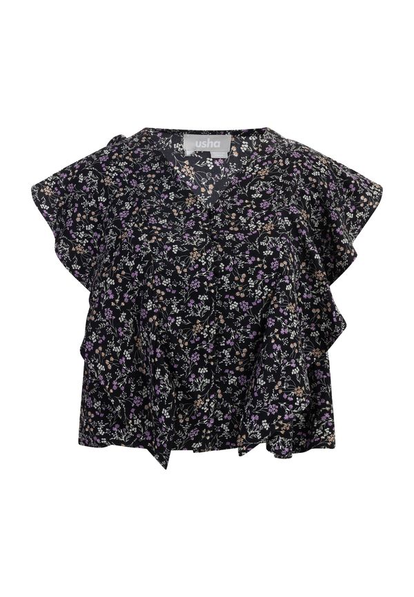 Usha Usha Блуза  светлокафяво / светлозелено / лилав / черно