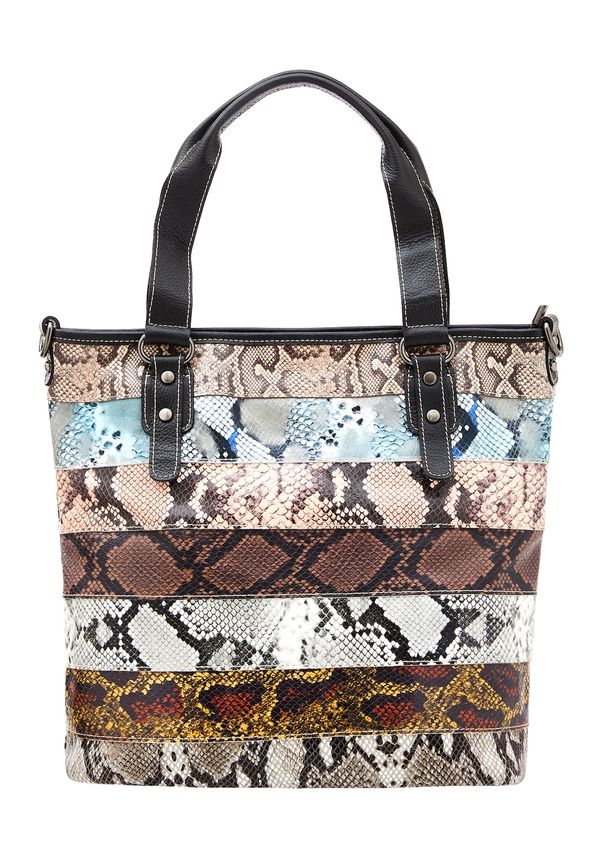 Usha Usha "Чанта тип ""Shopper"""  светлосиньо / кафяво / черно / бяло