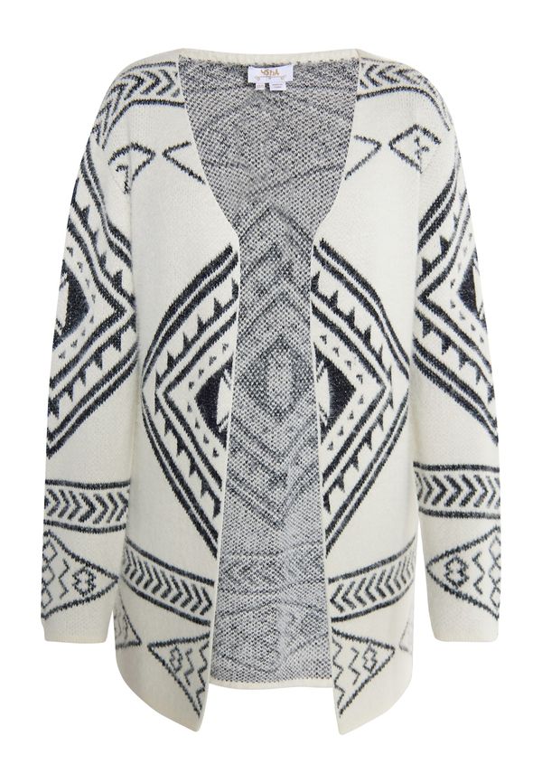 usha FESTIVAL usha FESTIVAL Плетена жилетка 'Rakata'  черно / бял памук
