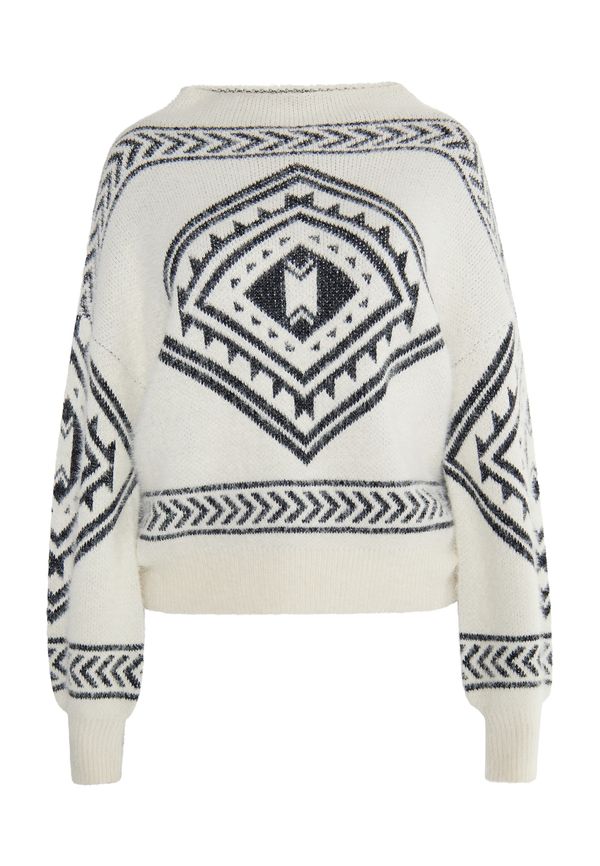 usha FESTIVAL usha FESTIVAL Пуловер 'Rakata'  черно / бял памук