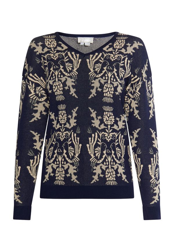 Usha Usha Пуловер  бежово / морскосиньо