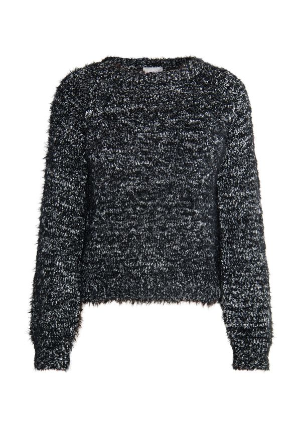 Usha Usha Пуловер 'Lurea'  сиво / черен меланж / бяло