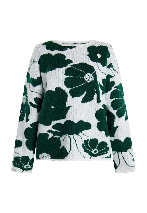 Usha Usha Пуловер 'Lurea'  зелено / бяло
