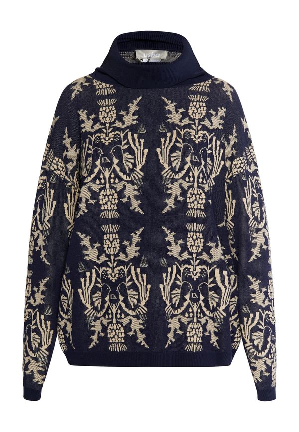 Usha Usha Пуловер 'Sivene'  цвят "пясък" / морскосиньо