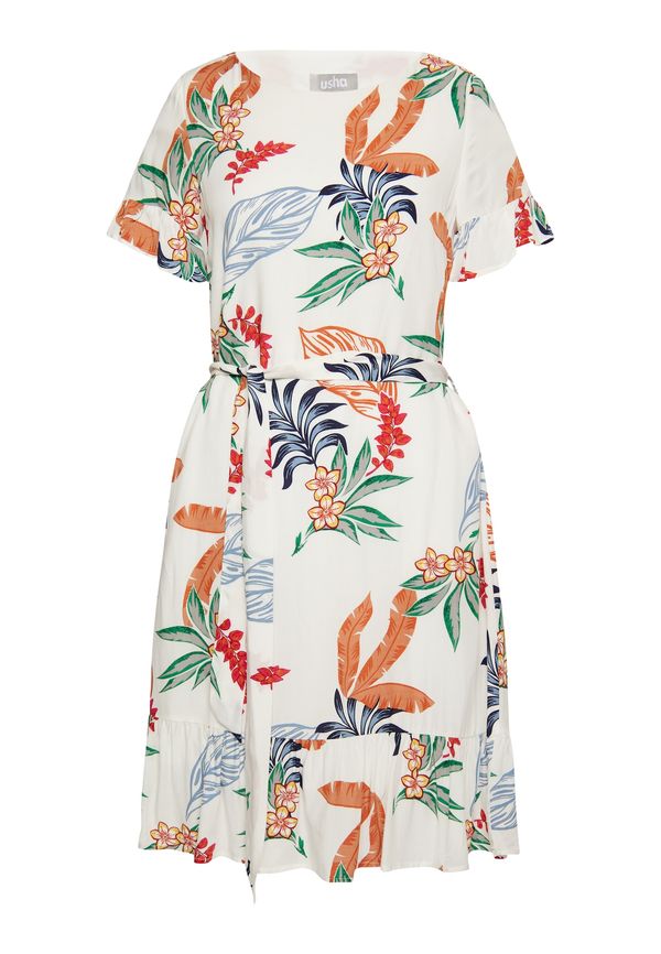 Usha Usha Рокля  зелено / оранжево / червено / мръсно бяло