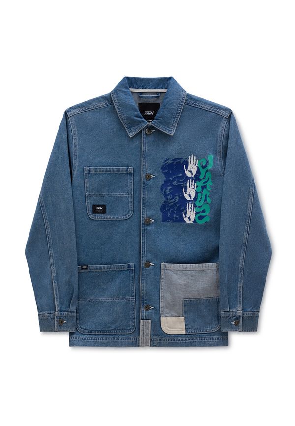 VANS VANS Преходно яке 'DRILL CHORE II'  син деним / зелено / бяло