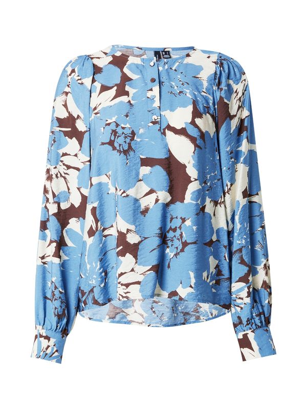 VERO MODA VERO MODA Блуза 'BRITA BERTA'  синьо / кафяво / мръсно бяло