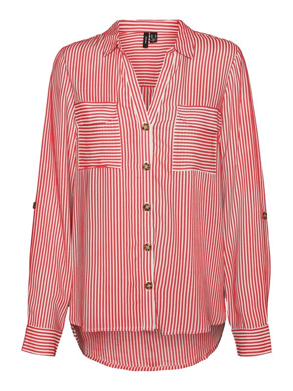 VERO MODA VERO MODA Блуза 'BUMPY'  огнено червено / бяло