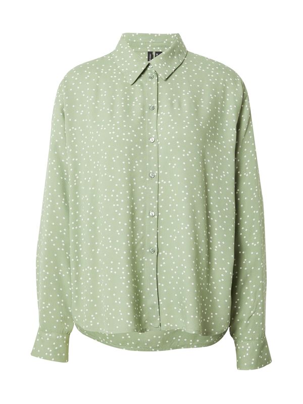 VERO MODA VERO MODA Блуза 'Bumpy'  светлозелено / мръсно бяло