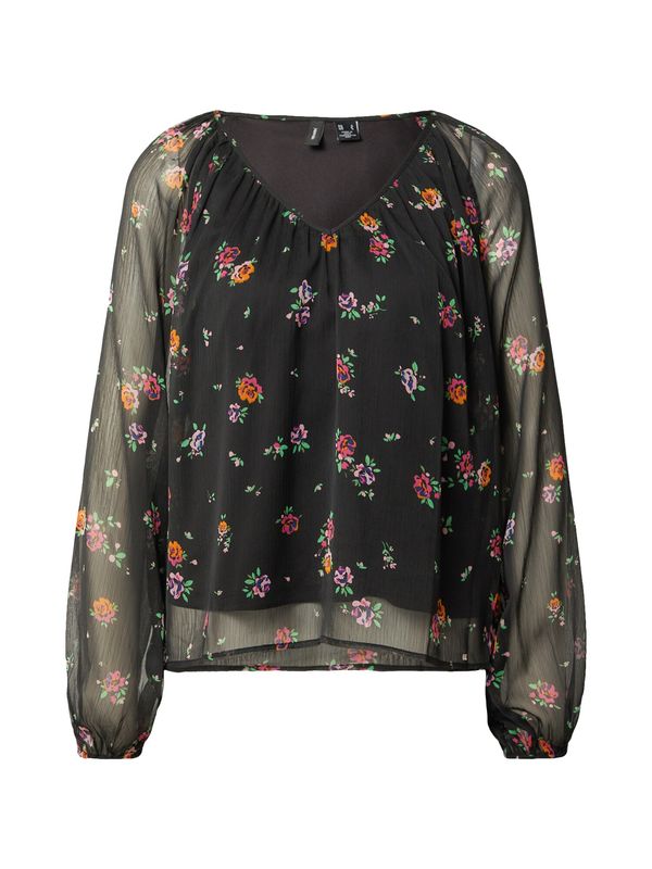 VERO MODA VERO MODA Блуза 'Carolina'  зелено / оранжево / розово / черно