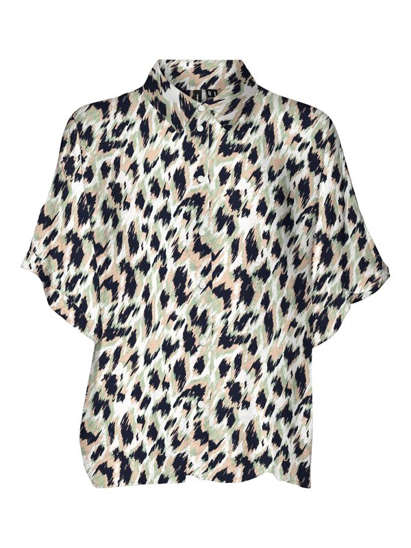 VERO MODA VERO MODA Блуза 'MENNY'  кремаво / нейви синьо / светлозелено / бяло