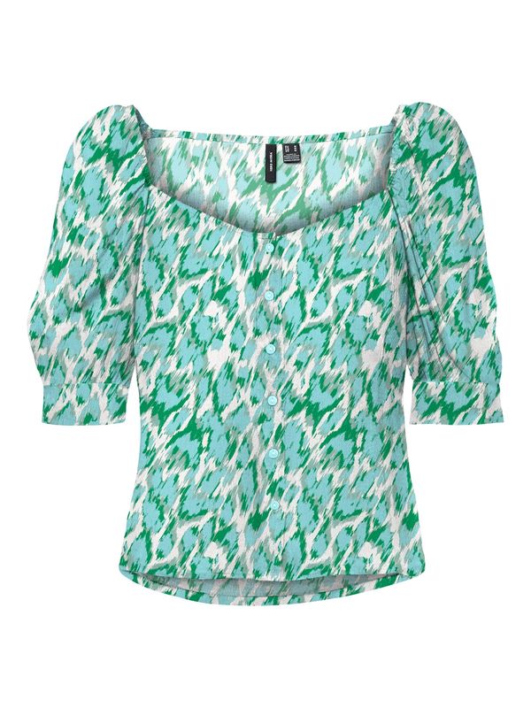 VERO MODA VERO MODA Блуза 'Menny'  светлобежово / светлосиньо / зелено