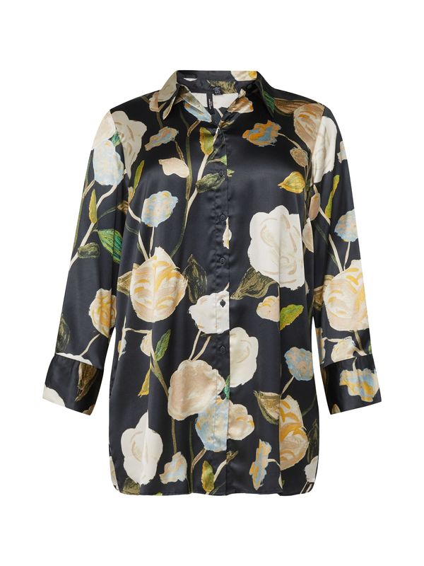 Vero Moda Curve Vero Moda Curve Блуза 'RENEE'  кремаво / зелено / оранжево / черно