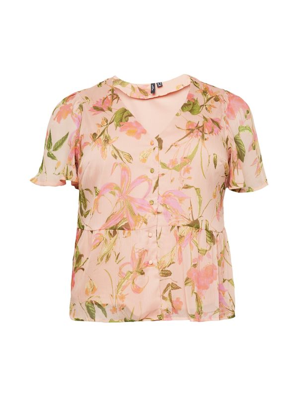 Vero Moda Curve Vero Moda Curve Блуза 'SMILLA'  зелено / оранжево / бледорозово