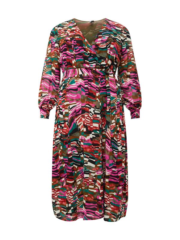 Vero Moda Curve Vero Moda Curve Рокля 'CARO'  умбра / нефритено зелено / фуксия / черно