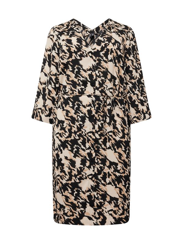Vero Moda Curve Vero Moda Curve Рокля тип риза 'Nora'  бежово / светлобежово / черно