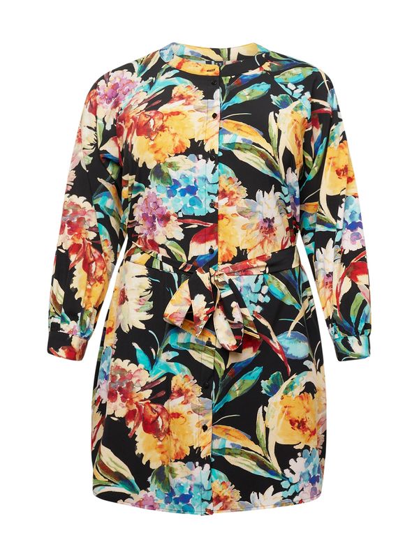 Vero Moda Curve Vero Moda Curve Рокля тип риза 'Siw Cari'  аквамарин / тъмножълто / окисово червено / черно