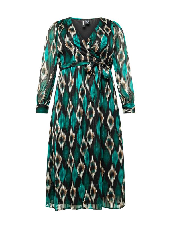 Vero Moda Curve Vero Moda Curve Рокля за коктейл 'EDNA'  бежово / нефритено зелено / черно