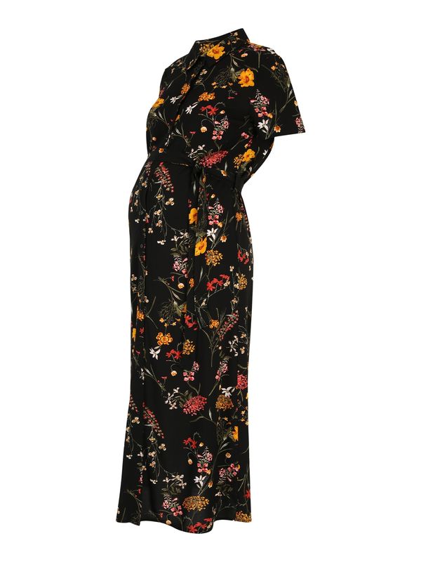 Vero Moda Maternity Vero Moda Maternity Рокля тип риза 'EASY'  жълто / бледорозово / черно / бяло