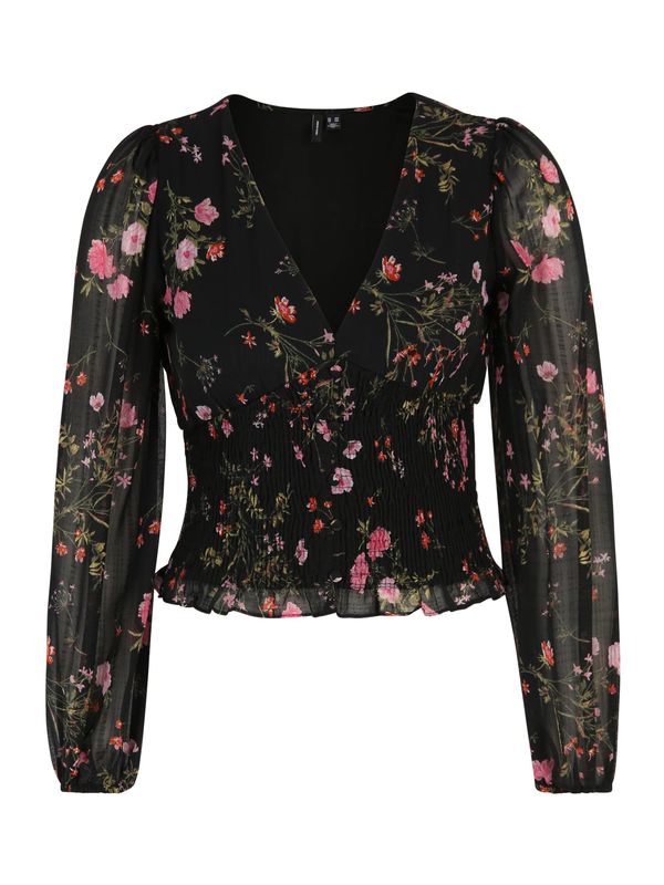 Vero Moda Petite Vero Moda Petite Блуза 'ROSA'  зелено / бледорозово / червено / черно