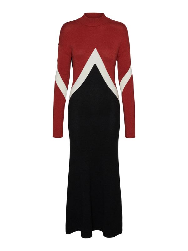 VERO MODA VERO MODA Плетена рокля 'NANCY'  черешово червено / черно / бяло