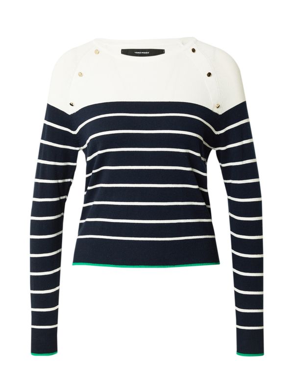 VERO MODA VERO MODA Пуловер 'ALMA'  нейви синьо / зелено / бяло