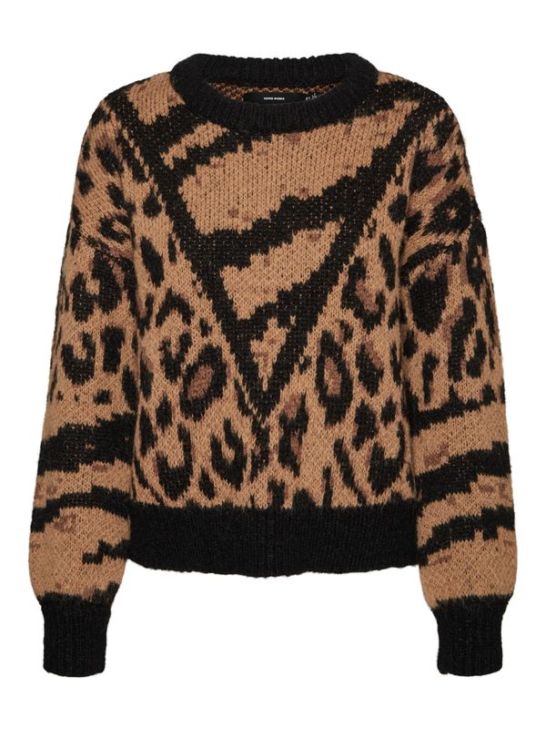 VERO MODA VERO MODA Пуловер  кафяво / светлокафяво / черно