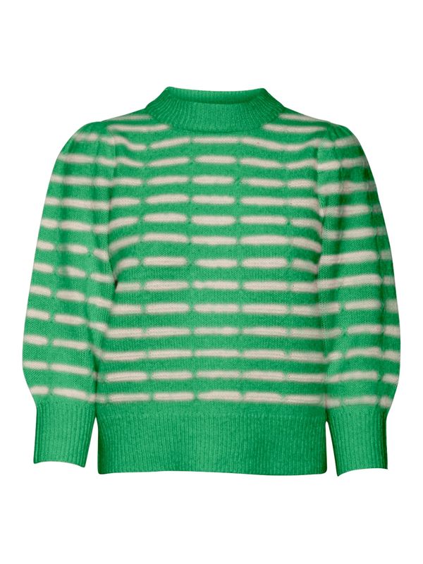 VERO MODA VERO MODA Пуловер 'Leonor'  зелено / бяло