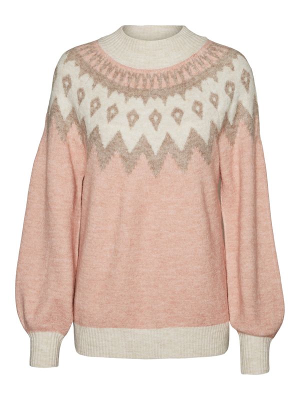 VERO MODA VERO MODA Пуловер 'SIMONE'  бежово / розе / бяло