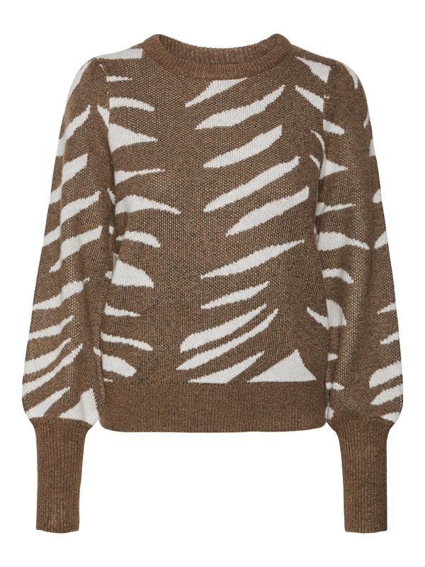 VERO MODA VERO MODA Пуловер 'TARI'  кафяво / бяло