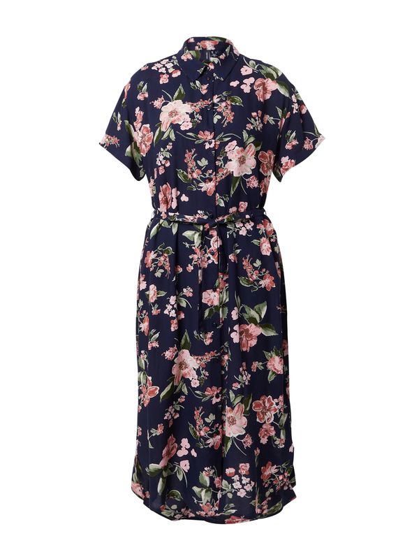 VERO MODA VERO MODA Рокля тип риза 'Bumpy'  нейви синьо / зелено / пепел от рози / бяло