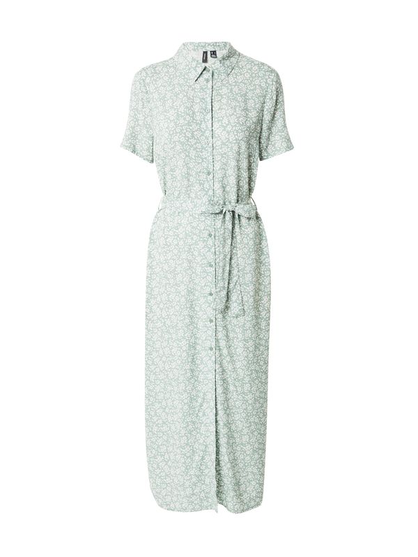VERO MODA VERO MODA Рокля тип риза 'EASY JOY'  зелено / бяло