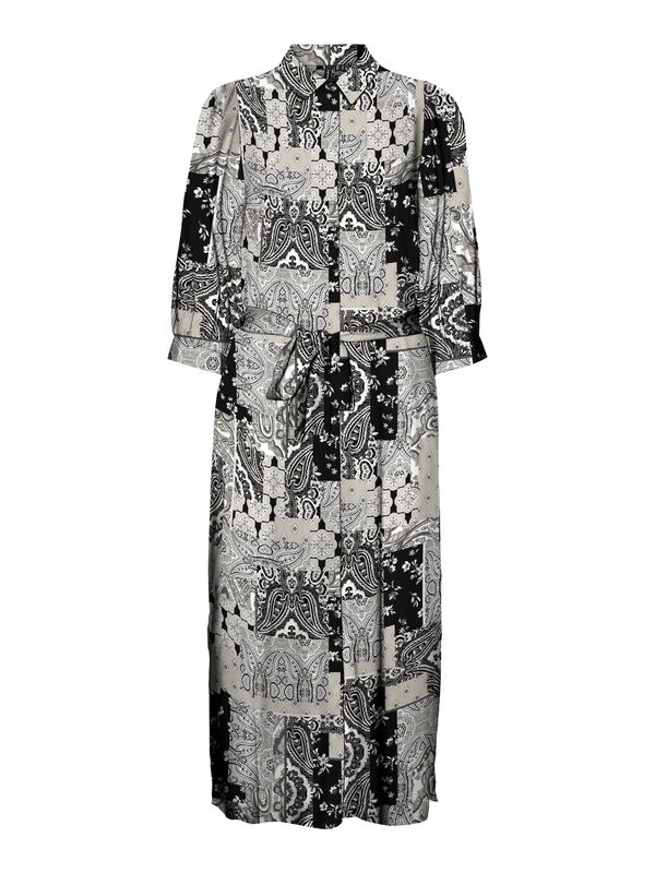 VERO MODA VERO MODA Рокля тип риза 'Gigi'  антрацитно черно / камък / черно / бяло