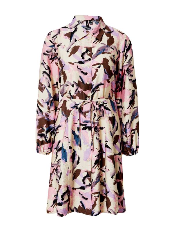 VERO MODA VERO MODA Рокля тип риза  синьо / кафяво / светлорозово / мръсно бяло