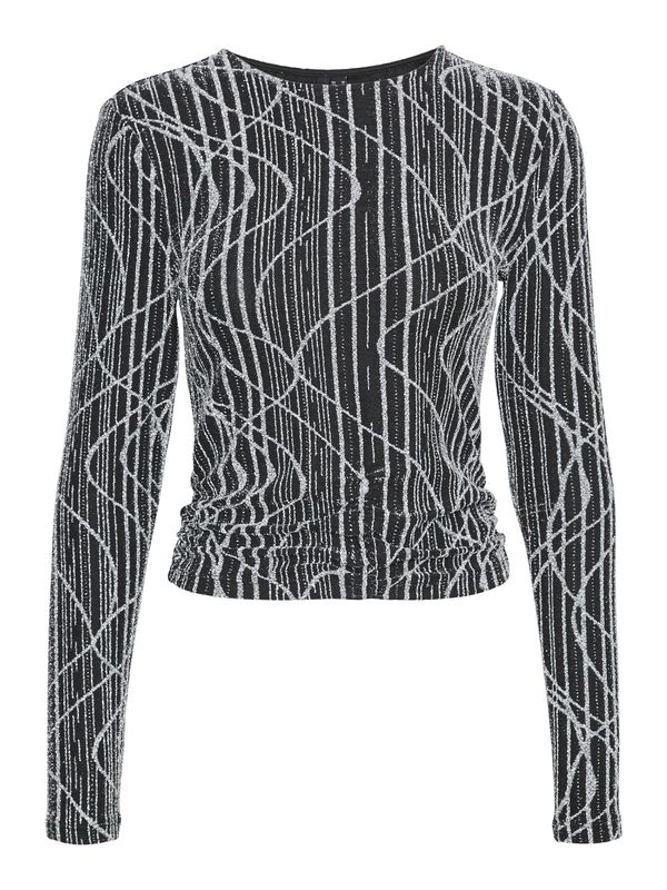 VERO MODA VERO MODA Тениска 'KANZ SIBE'  сребърно сиво / черно