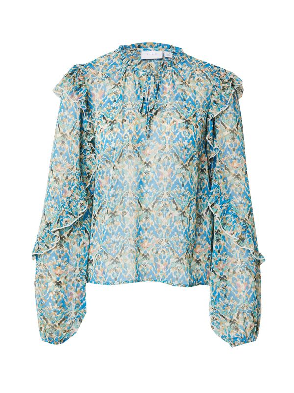 VILA VILA Блуза 'AGNETA'  кремаво / синьо / коняк