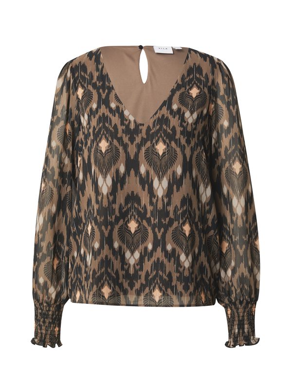 VILA VILA Блуза  бежово / кафяво / тъмнокафяво