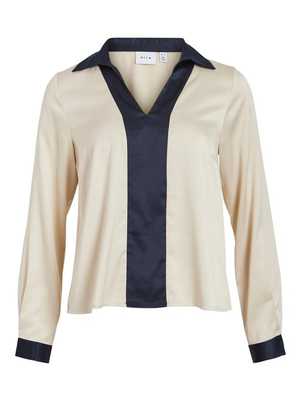 VILA VILA Блуза 'BROCKY'  слонова кост / нейви синьо