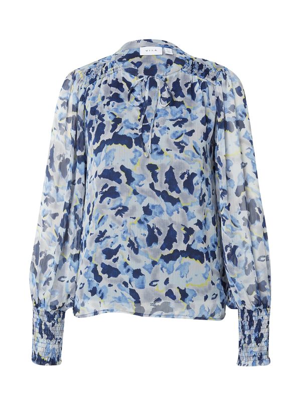 VILA VILA Блуза 'FALIA'  гълъбово синьо / светлосиньо / жълто