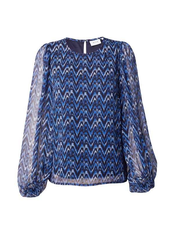 VILA VILA Блуза 'Falia'  нейви синьо / тъмносиньо / бяло