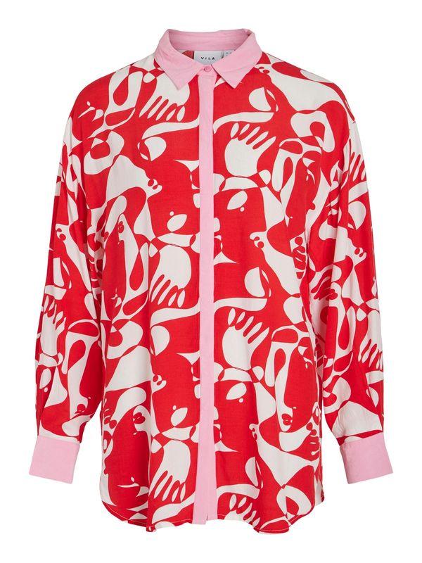 VILA VILA Блуза 'Kikki'  бледорозово / червено / бяло
