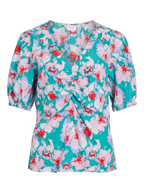 VILA VILA Блуза 'Kikki Lya'  тюркоазен / люляк / розово / бледорозово