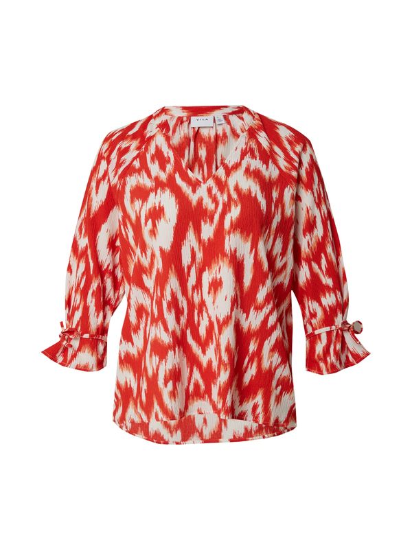 VILA VILA Блуза 'LAYA MILA'  кайсия / червено / бяло