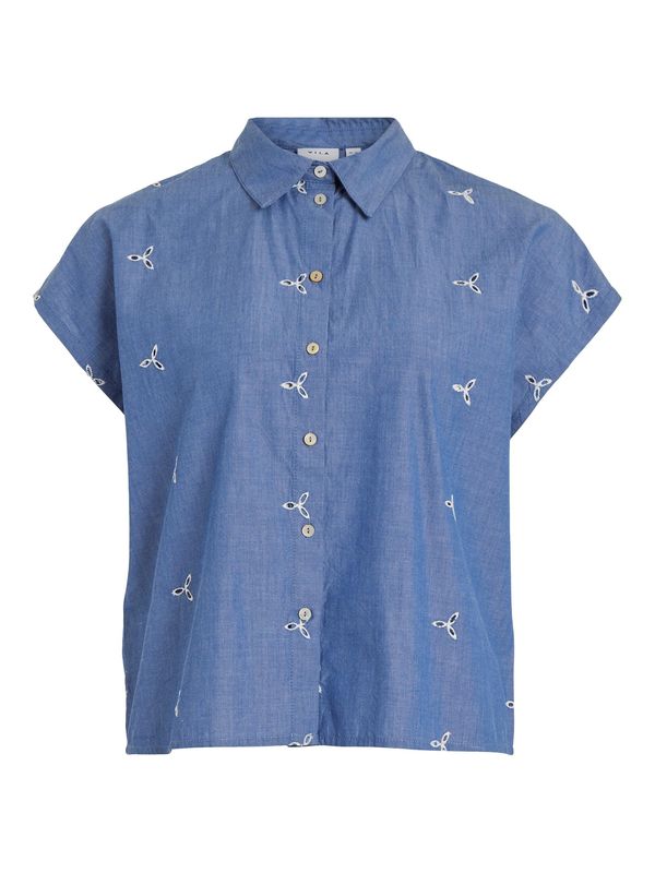 VILA VILA Блуза 'MILLY'  гълъбово синьо / бяло