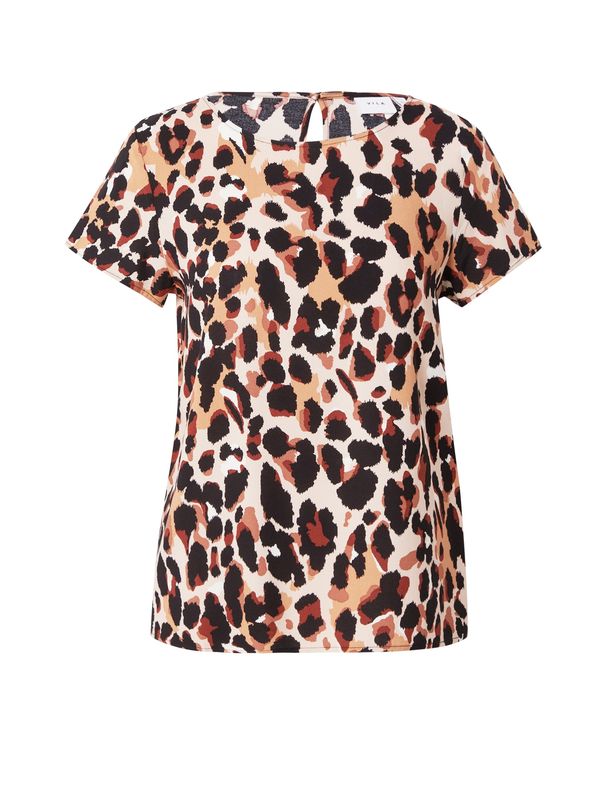 VILA VILA Блуза 'PAYA'  светлокафяво / ръждиво червено / черно / бяло