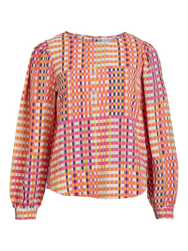 VILA VILA Блуза 'PIPE'  нейви синьо / зелено / пъстро / розово