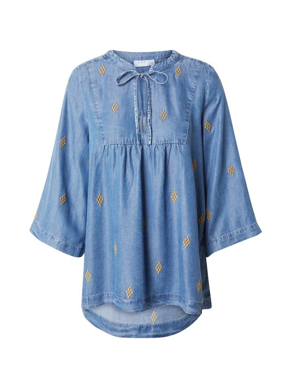VILA VILA Блуза 'SOLENE'  син деним / къри