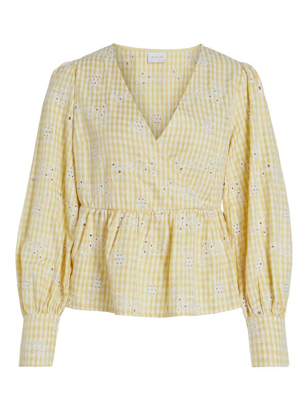 VILA VILA Блуза  светложълто / бяло