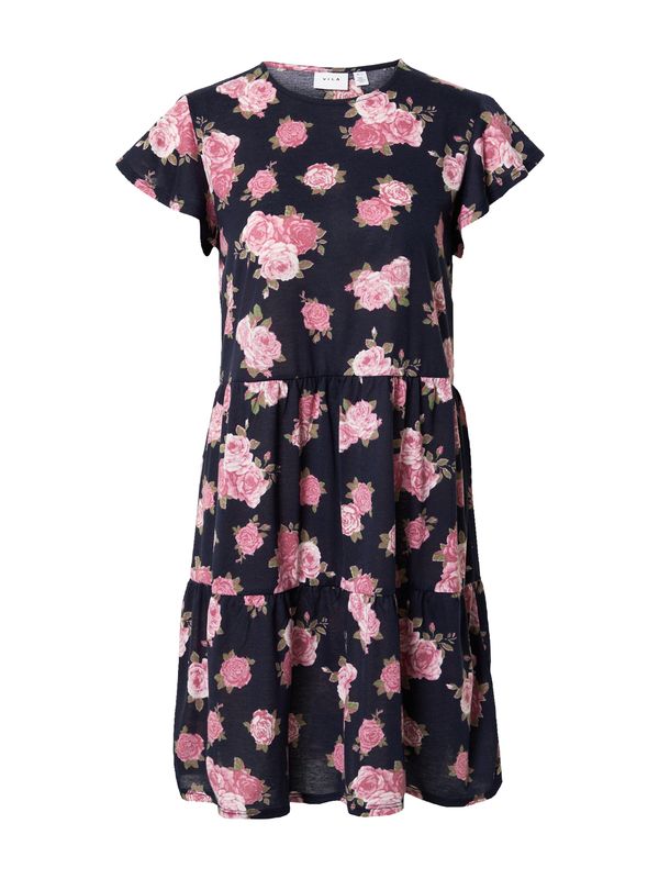 VILA VILA Лятна рокля 'SUN'  нейви синьо / зелено / розово / бледорозово