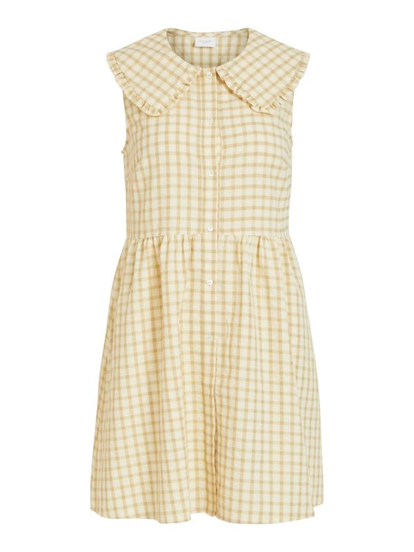 VILA VILA Лятна рокля  светлокафяво / жълто / бяло